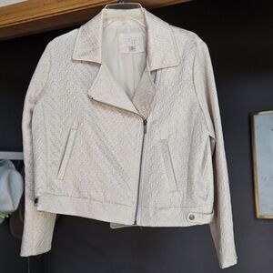 Elegant Cream/ Blush Metallic Textured Women's Jacket XXL